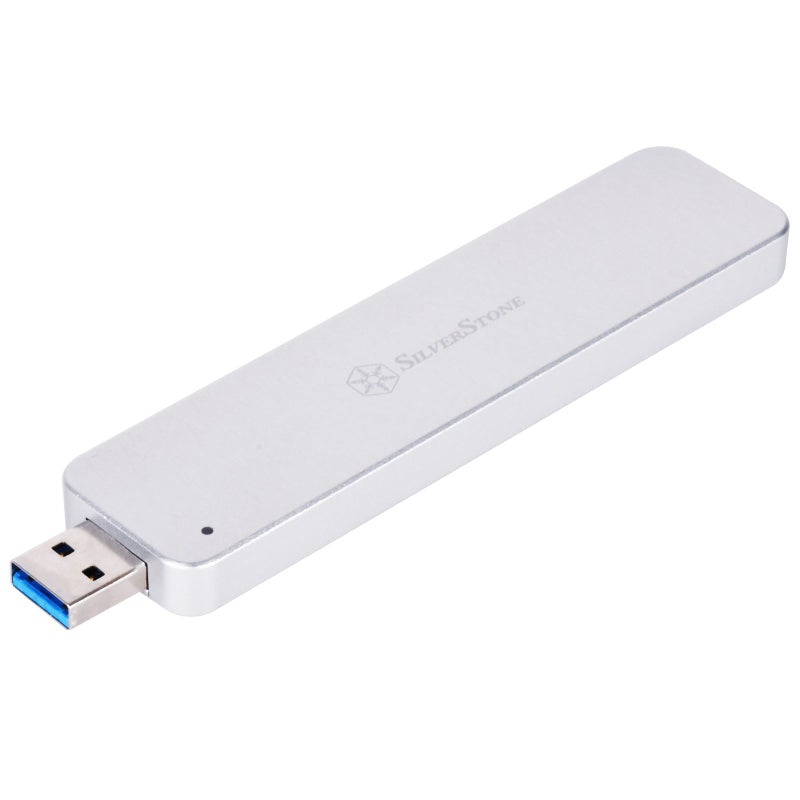 SilverStone Technology M.2 SATA SSD to USB 3.1 Gen 2 Enclosure with Retractable Aluminum USB Type-A Housing in Silver MS09S - Image 2